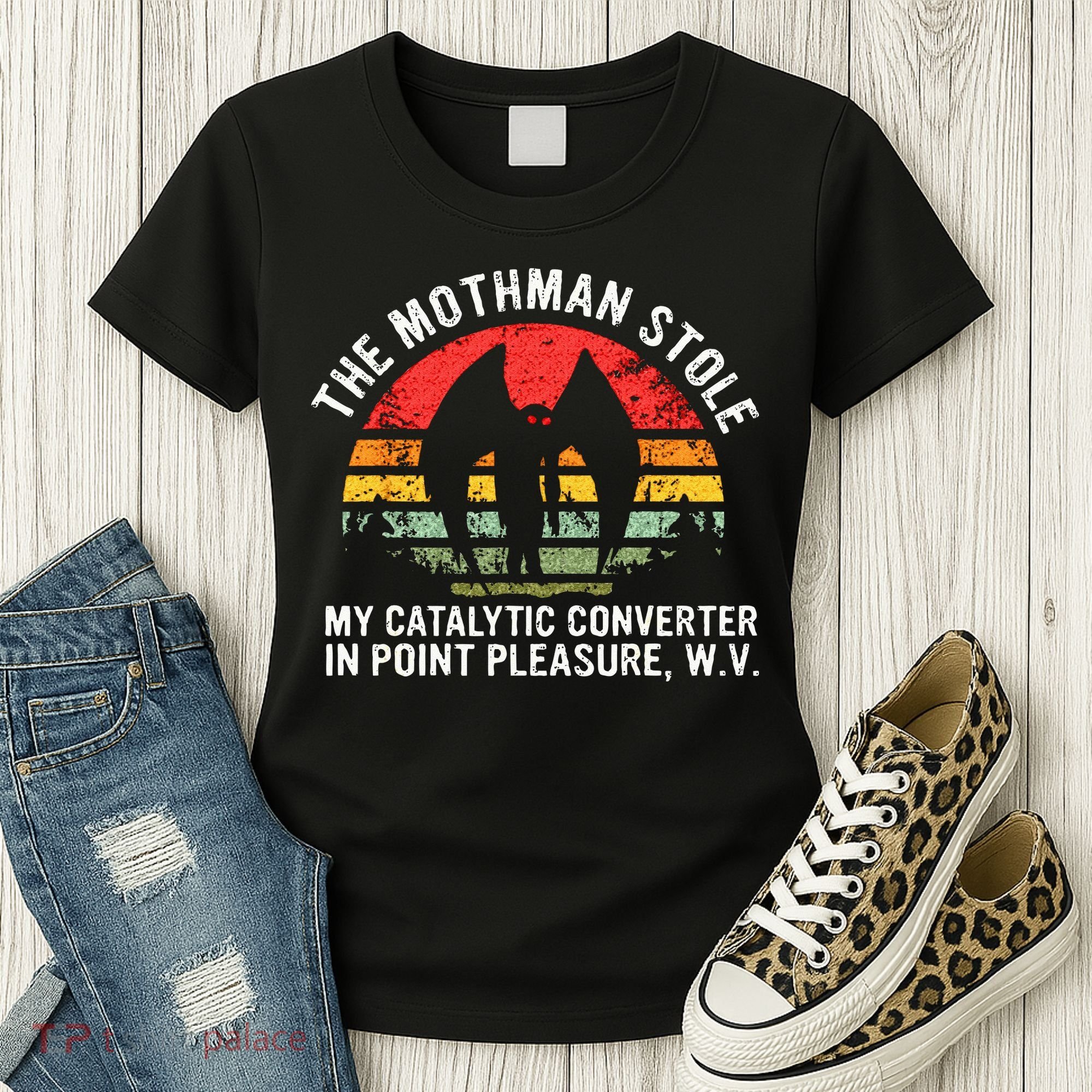 Cryptid The Mothman Stole My Catalytic Converter In Point Women's T-Shirt