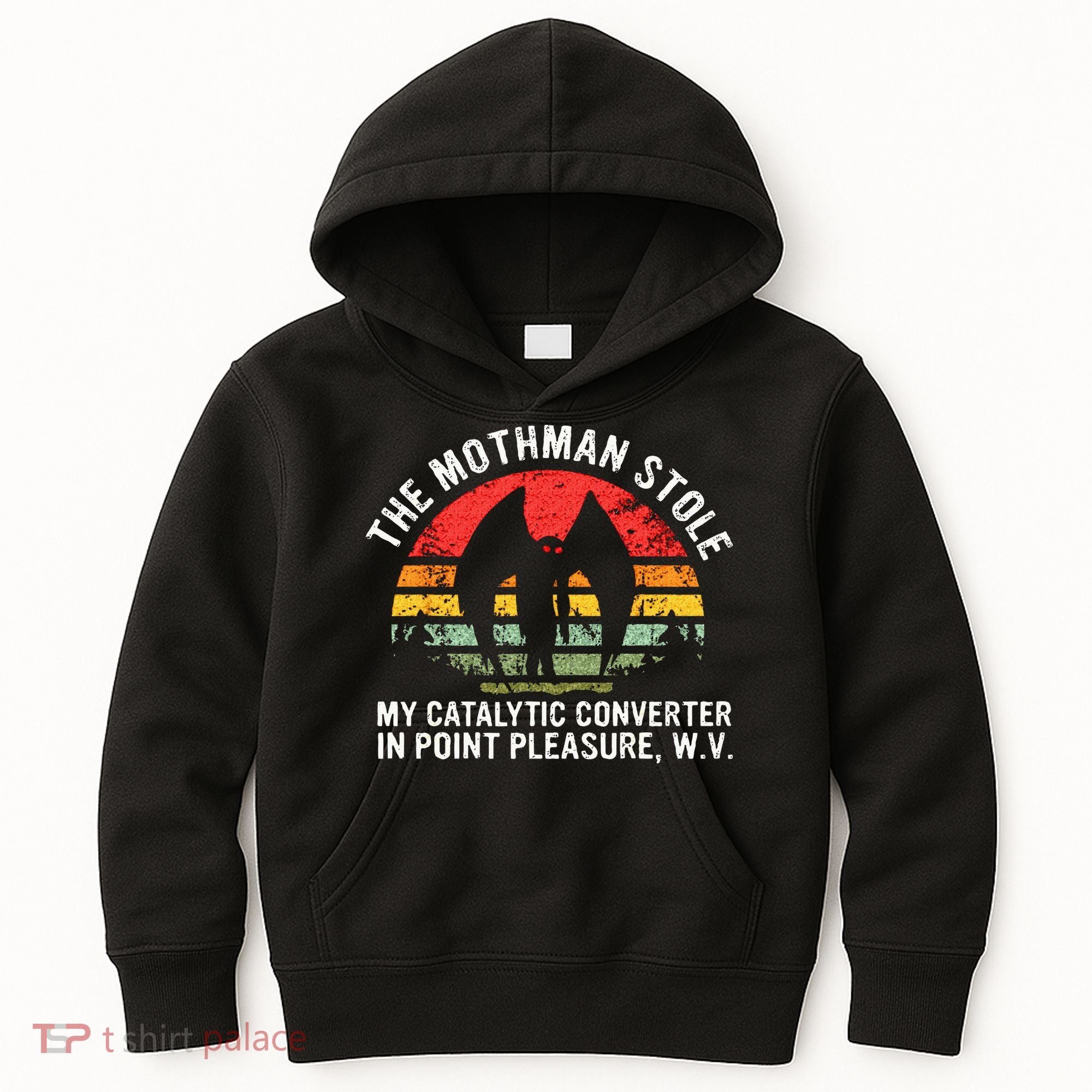 Cryptid The Mothman Stole My Catalytic Converter In Point Kids Hoodie
