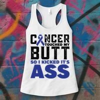 Cancer Touched My Butt So I Kicked Its Ass Funny Colon Cancer Awareness Women's Tank Top thumb 3