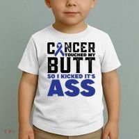 Cancer Touched My Butt So I Kicked Its Ass Funny Colon Cancer Awareness Toddler T-Shirt thumb 2