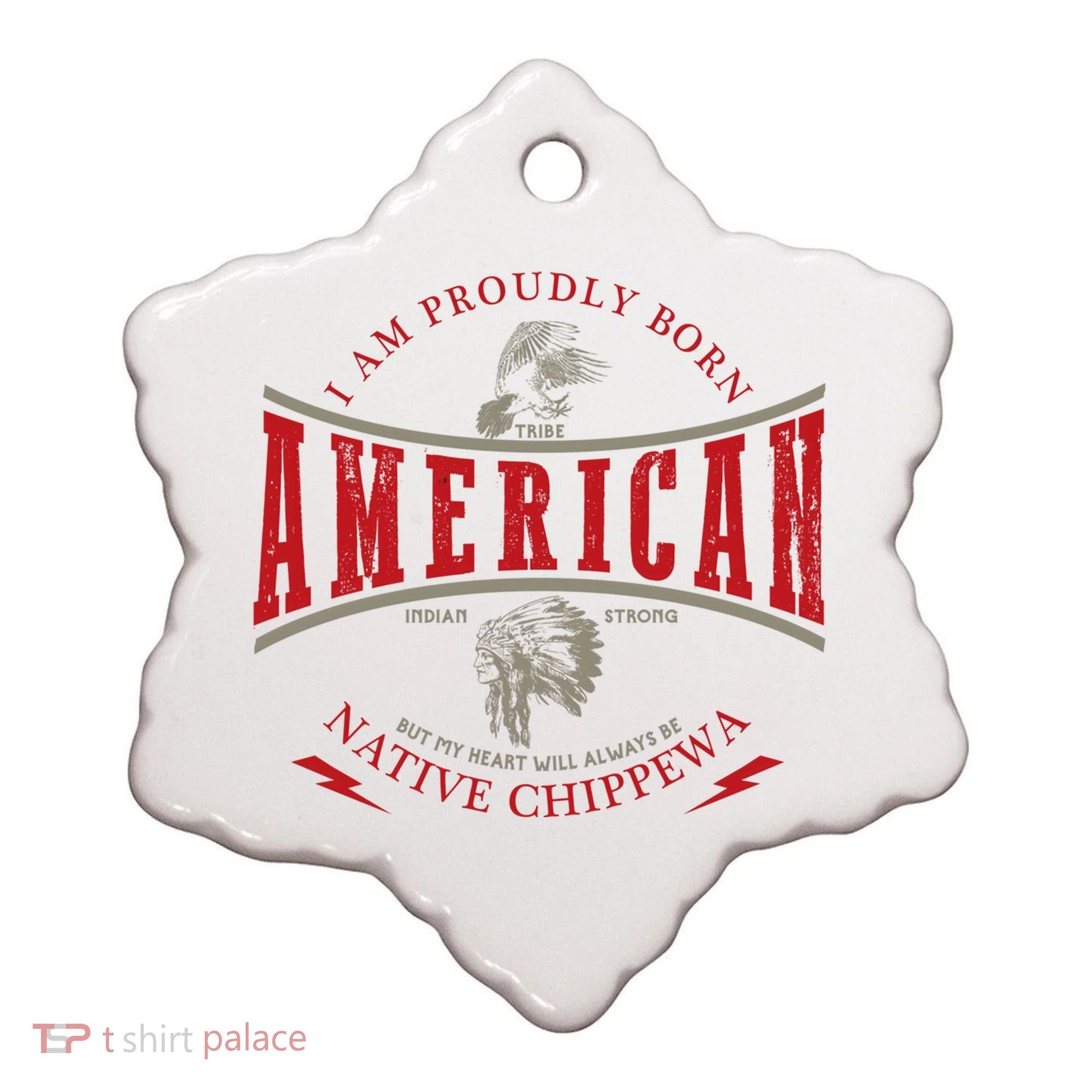 Chippewa Tribe Native American Indian Strong Pride Retro Gift Ceramic Ornament