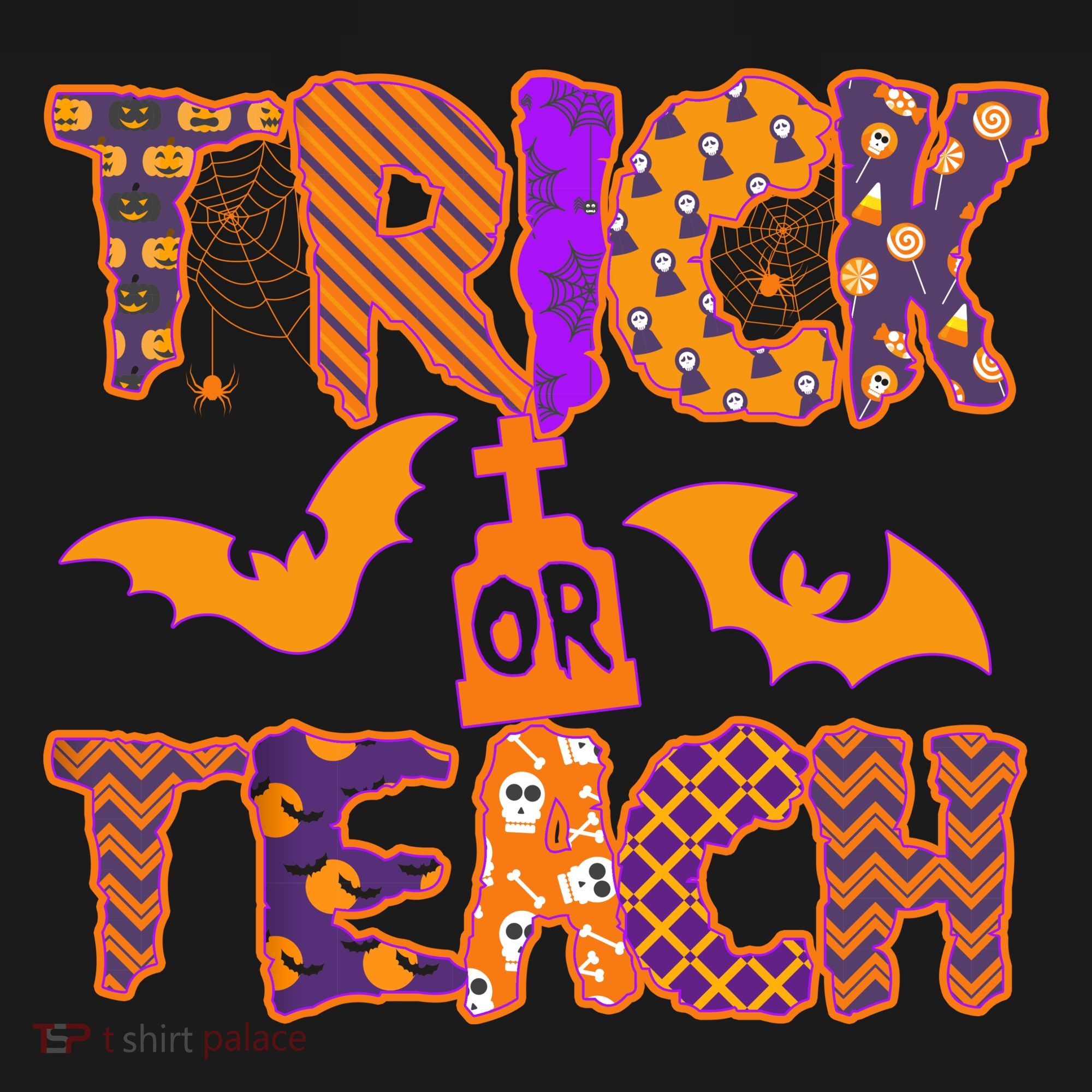 Cute Trick Or Treat Halloween Patterns USA-Made Doggie Bandana