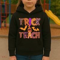 Cute Trick Or Treat Halloween Patterns Kids Hoodie thumb 3