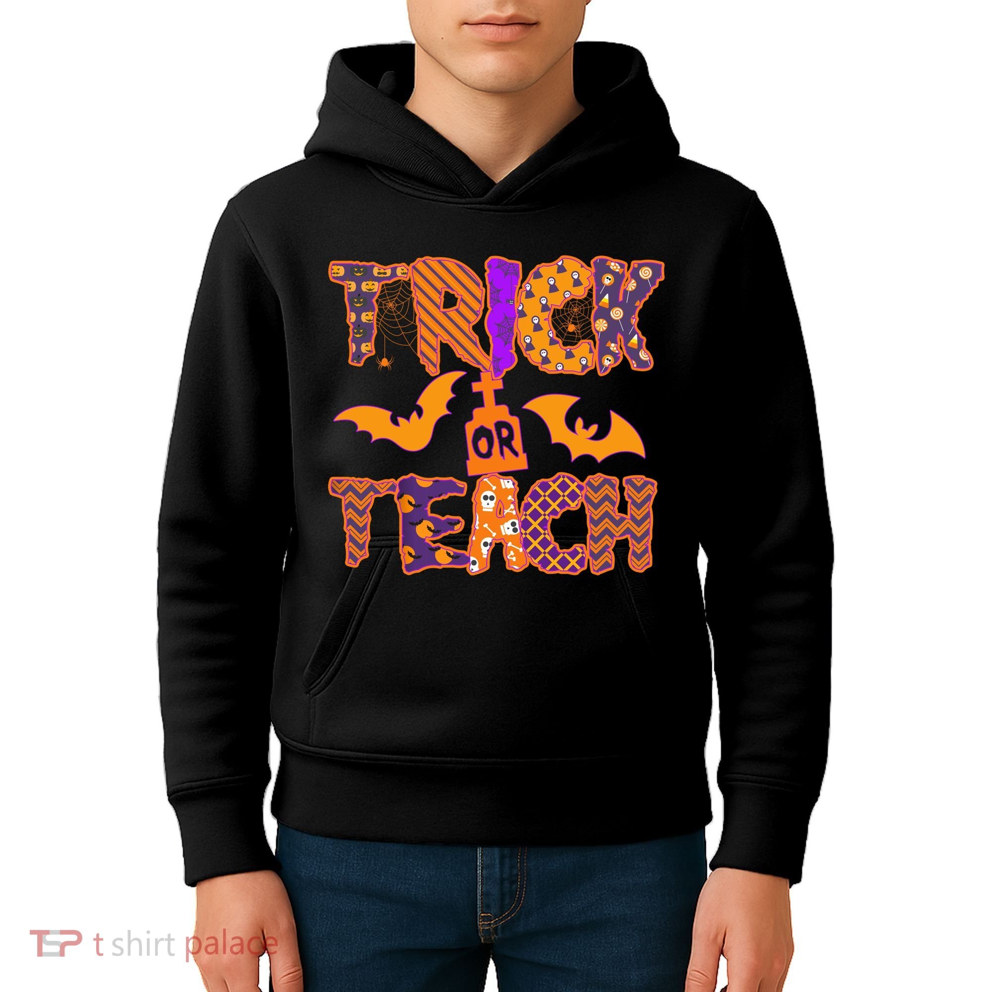 Cute Trick Or Treat Halloween Patterns Kids Hoodie