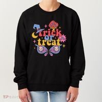 Cute Trick Or Treat Moon Night Butterfly Halloween Women's Sweatshirt thumb 0