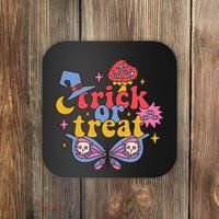 Cute Trick Or Treat Moon Night Butterfly Halloween Coaster thumb 0