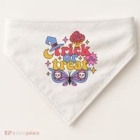 Cute Trick Or Treat Moon Night Butterfly Halloween USA-Made Doggie Bandana thumb 0