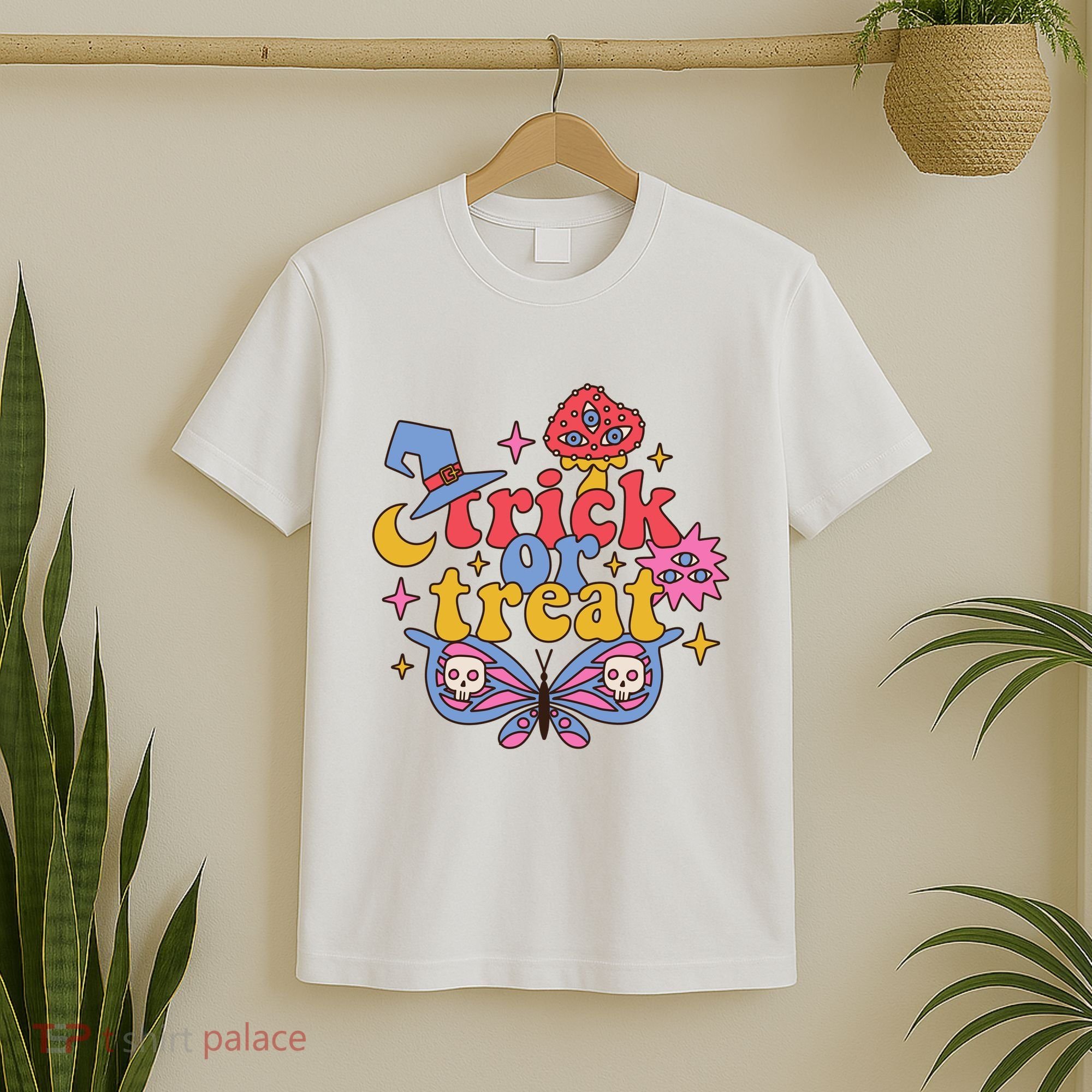Cute Trick Or Treat Moon Night Butterfly Halloween T-Shirt