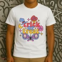 Cute Trick Or Treat Moon Night Butterfly Halloween T-Shirt thumb 3