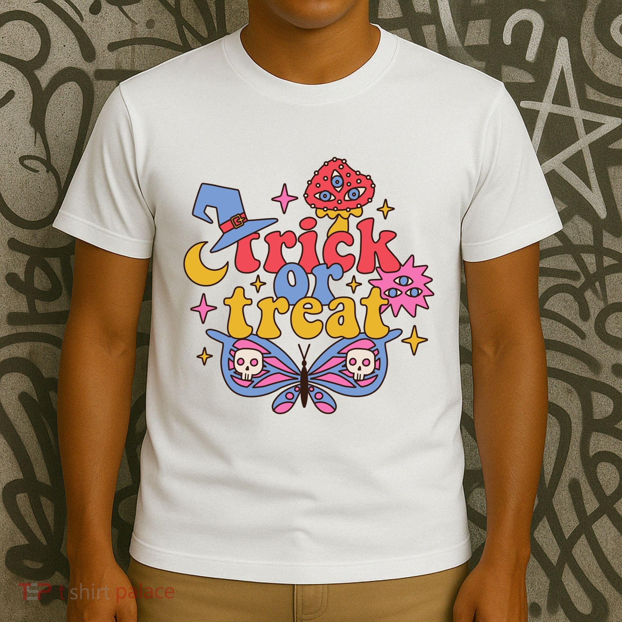 Cute Trick Or Treat Moon Night Butterfly Halloween T-Shirt