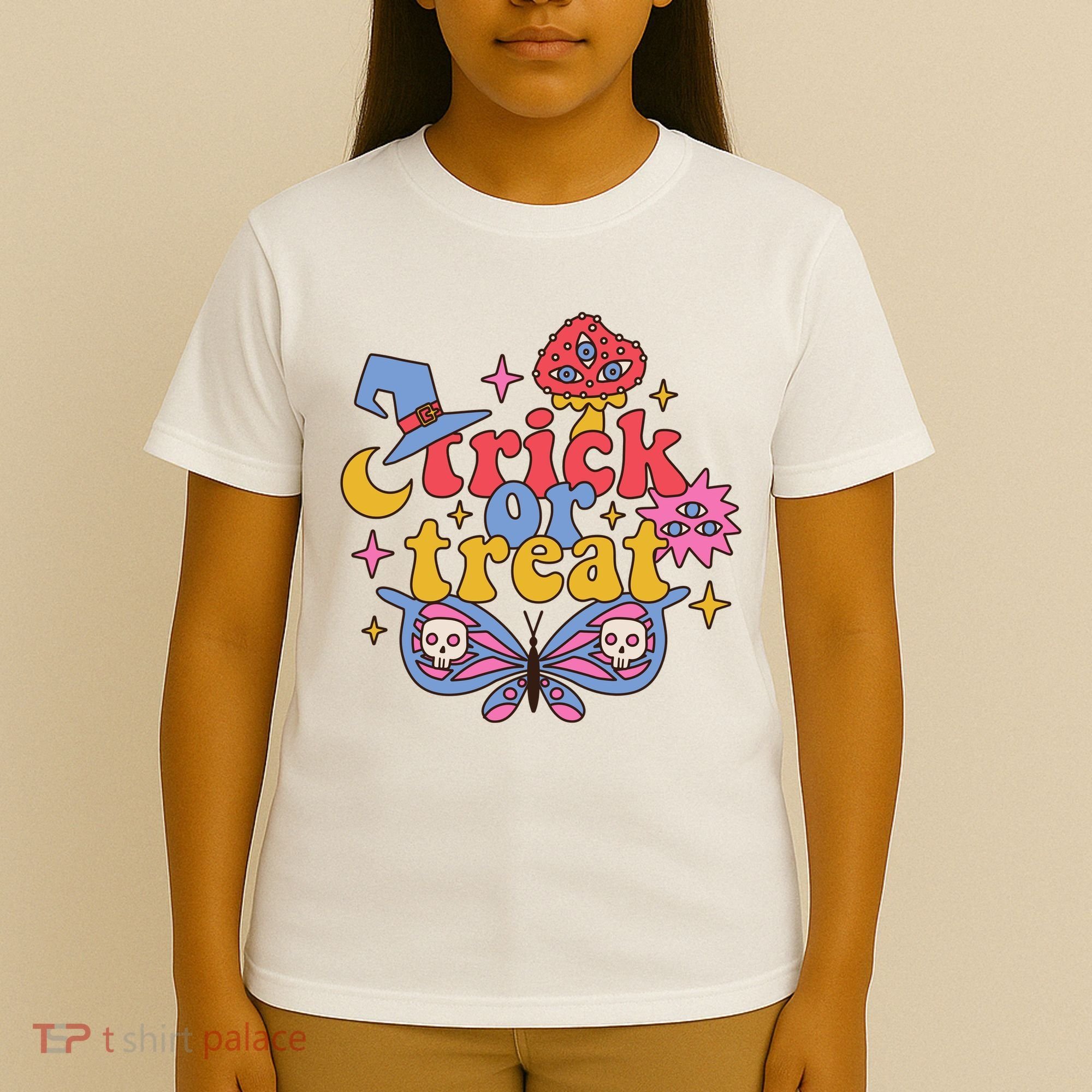 Cute Trick Or Treat Moon Night Butterfly Halloween T-Shirt