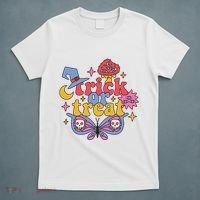 Cute Trick Or Treat Moon Night Butterfly Halloween T-Shirt thumb 5