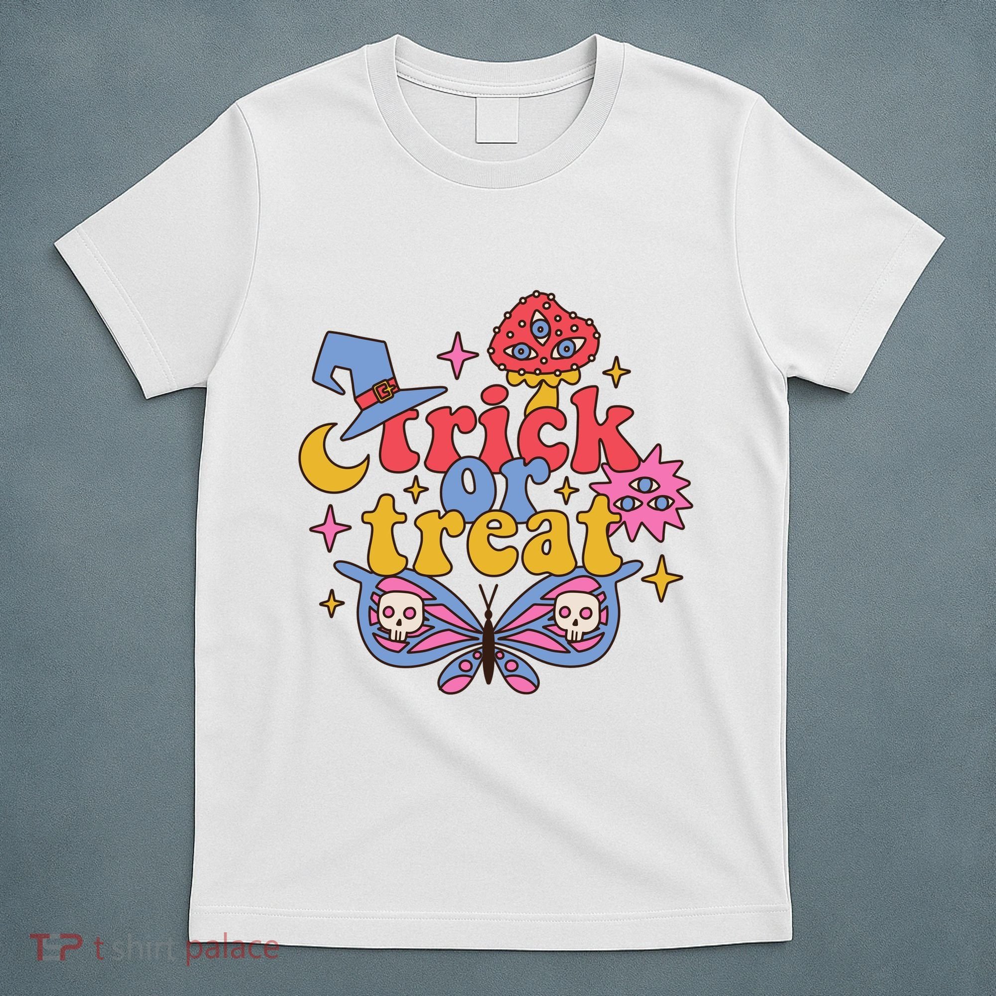Cute Trick Or Treat Moon Night Butterfly Halloween T-Shirt