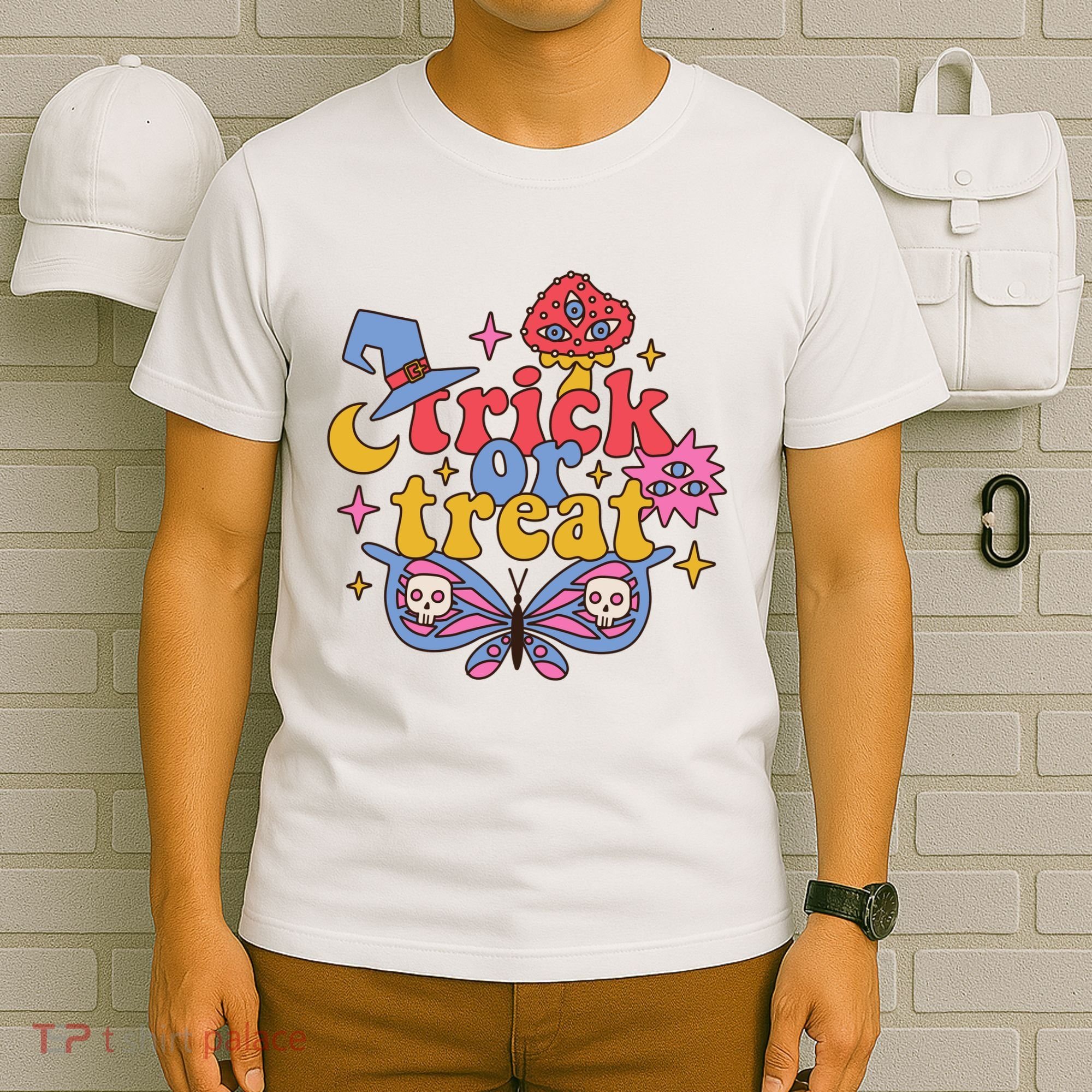 Cute Trick Or Treat Moon Night Butterfly Halloween T-Shirt