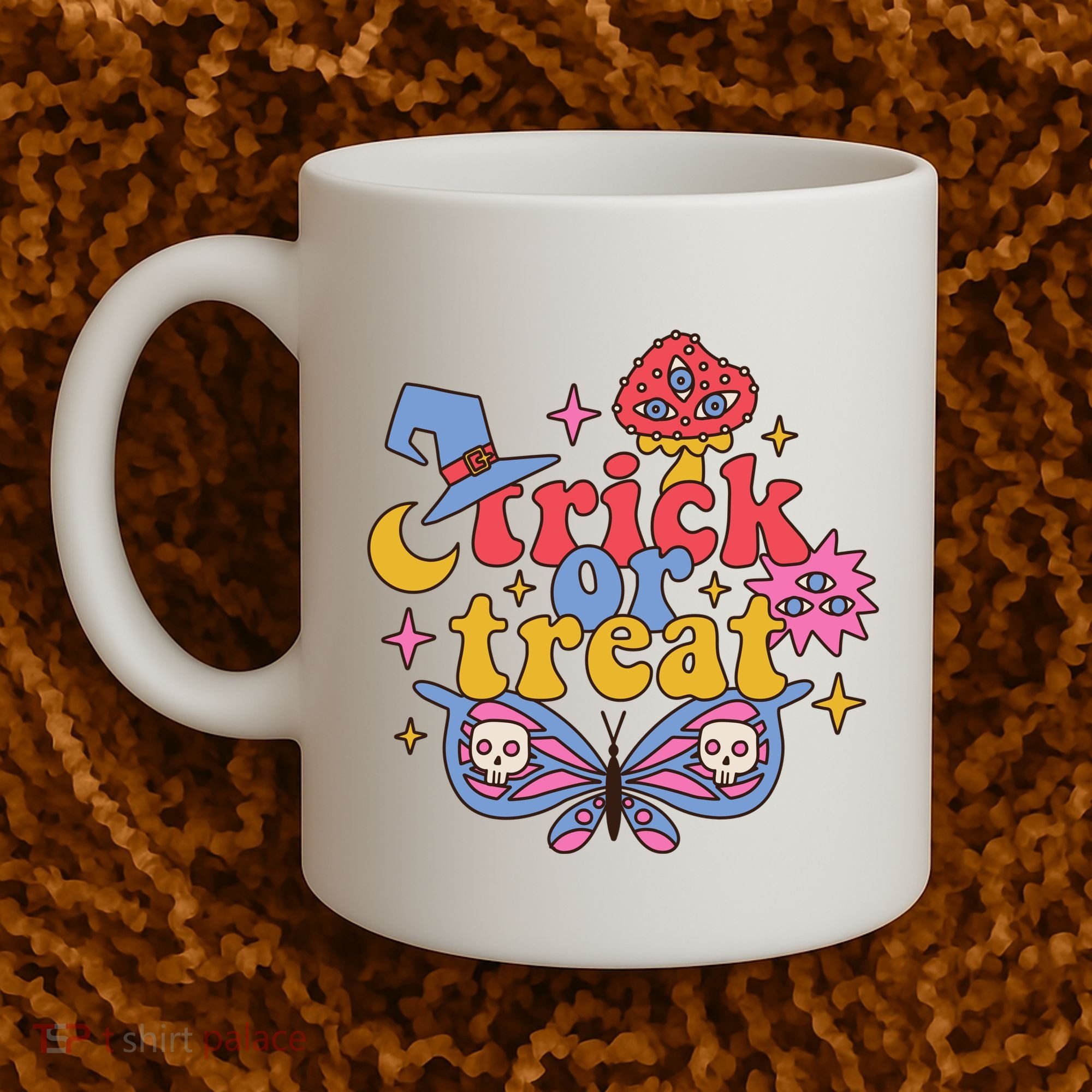 Cute Trick Or Treat Moon Night Butterfly Halloween Coffee Mug