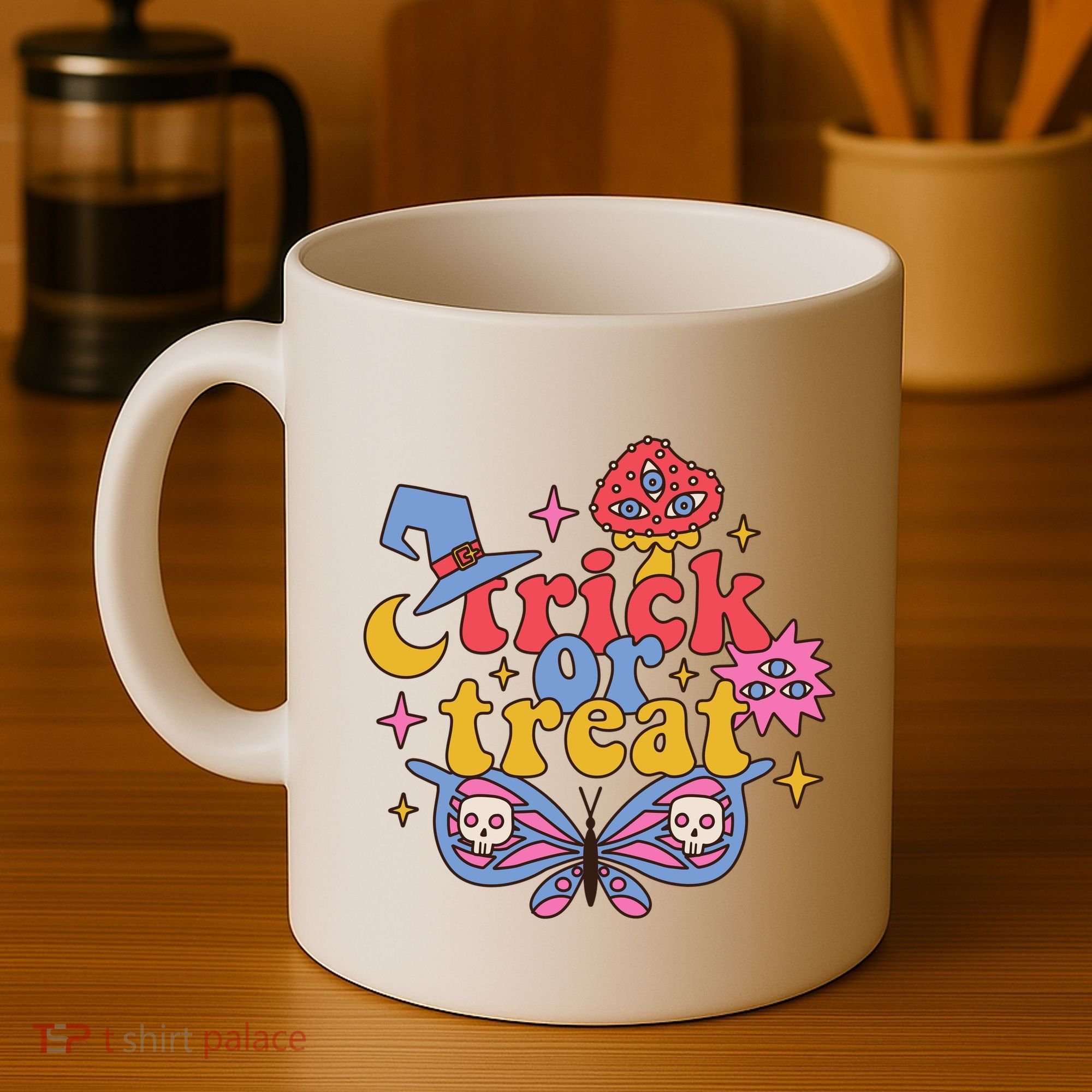 Cute Trick Or Treat Moon Night Butterfly Halloween Coffee Mug