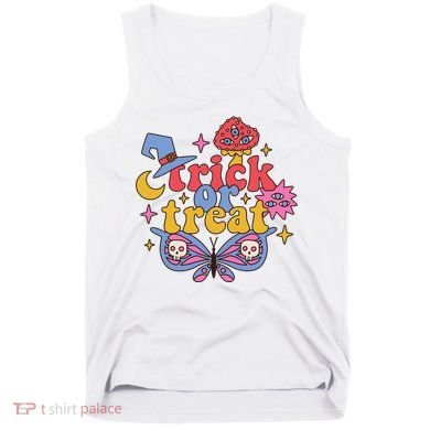 Cute Trick Or Treat Moon Night Butterfly Halloween Tank Top