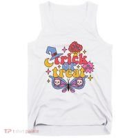 Cute Trick Or Treat Moon Night Butterfly Halloween Tank Top thumb 0