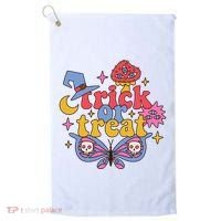 Cute Trick Or Treat Moon Night Butterfly Halloween Golf Towel thumb 0
