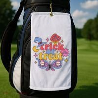 Cute Trick Or Treat Moon Night Butterfly Halloween Golf Towel thumb 2