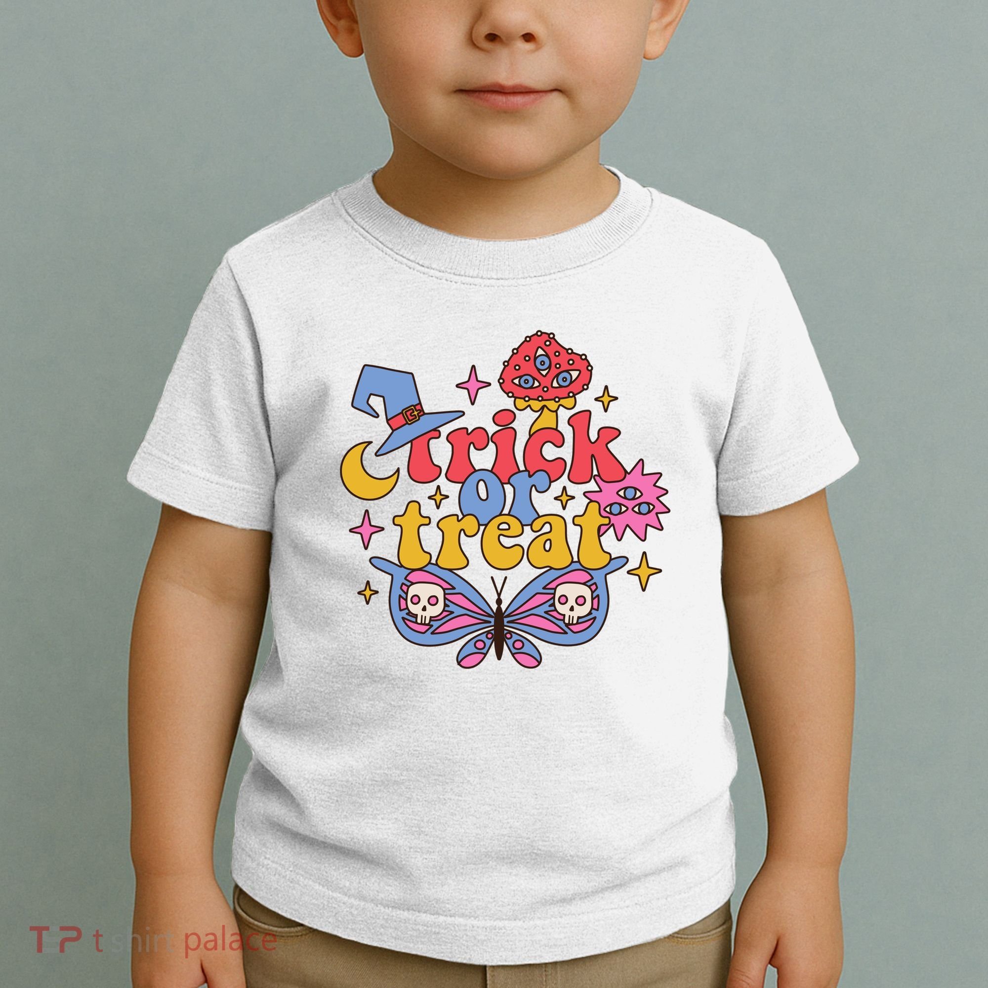 Cute Trick Or Treat Moon Night Butterfly Halloween Toddler T-Shirt