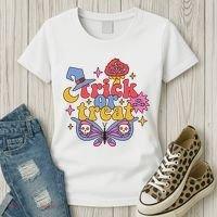 Cute Trick Or Treat Moon Night Butterfly Halloween Women's T-Shirt thumb 3