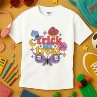 Cute Trick Or Treat Moon Night Butterfly Halloween Kids T-Shirt thumb 3