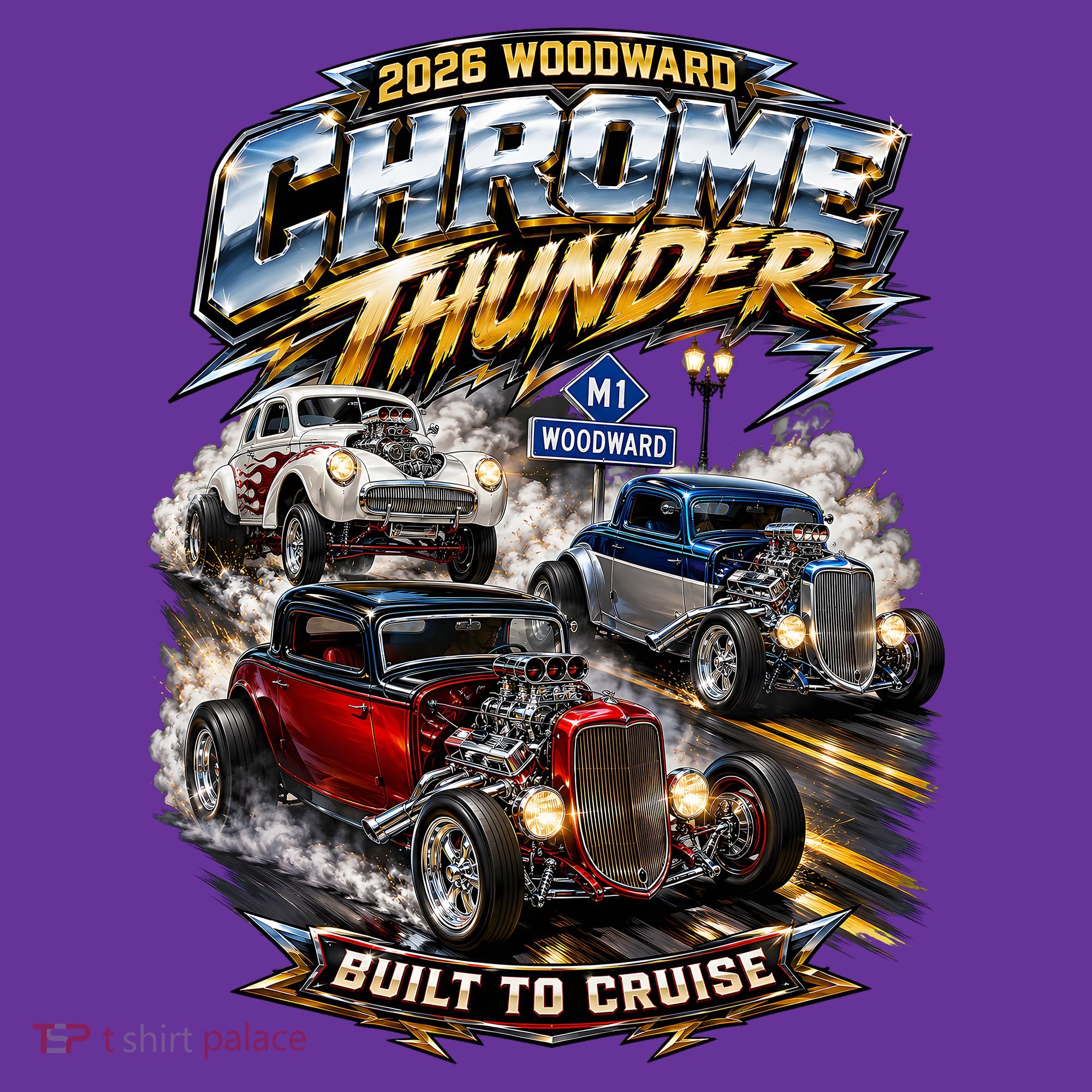 Chrome Thunder On Woodward Built To Cruise 2026 Toddler Hoodie