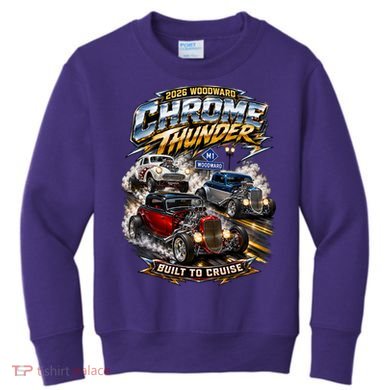 Chrome Thunder On Woodward Built To Cruise 2026 Kids Sweatshirt