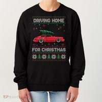 Christmas Tree Oldtimer Car Xmas Ugly Sweater Pullover Look Women's Sweatshirt thumb 0