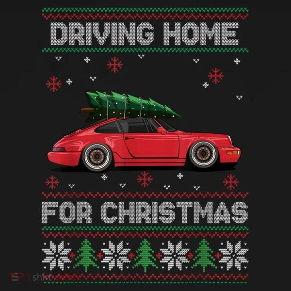 Christmas Tree Oldtimer Car Xmas Ugly Sweater Pullover Look Bucket Hat