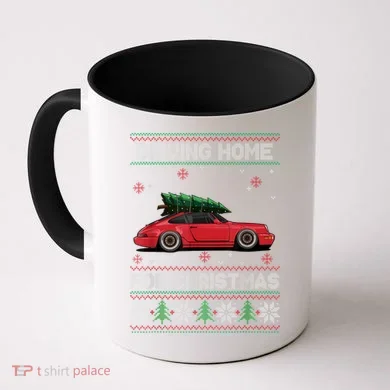 Christmas Tree Oldtimer Car Xmas Ugly Sweater Pullover Look Coffee Mug