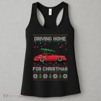 Christmas Tree Oldtimer Car Xmas Ugly Sweater Pullover Look Women's Tank Top thumb 3