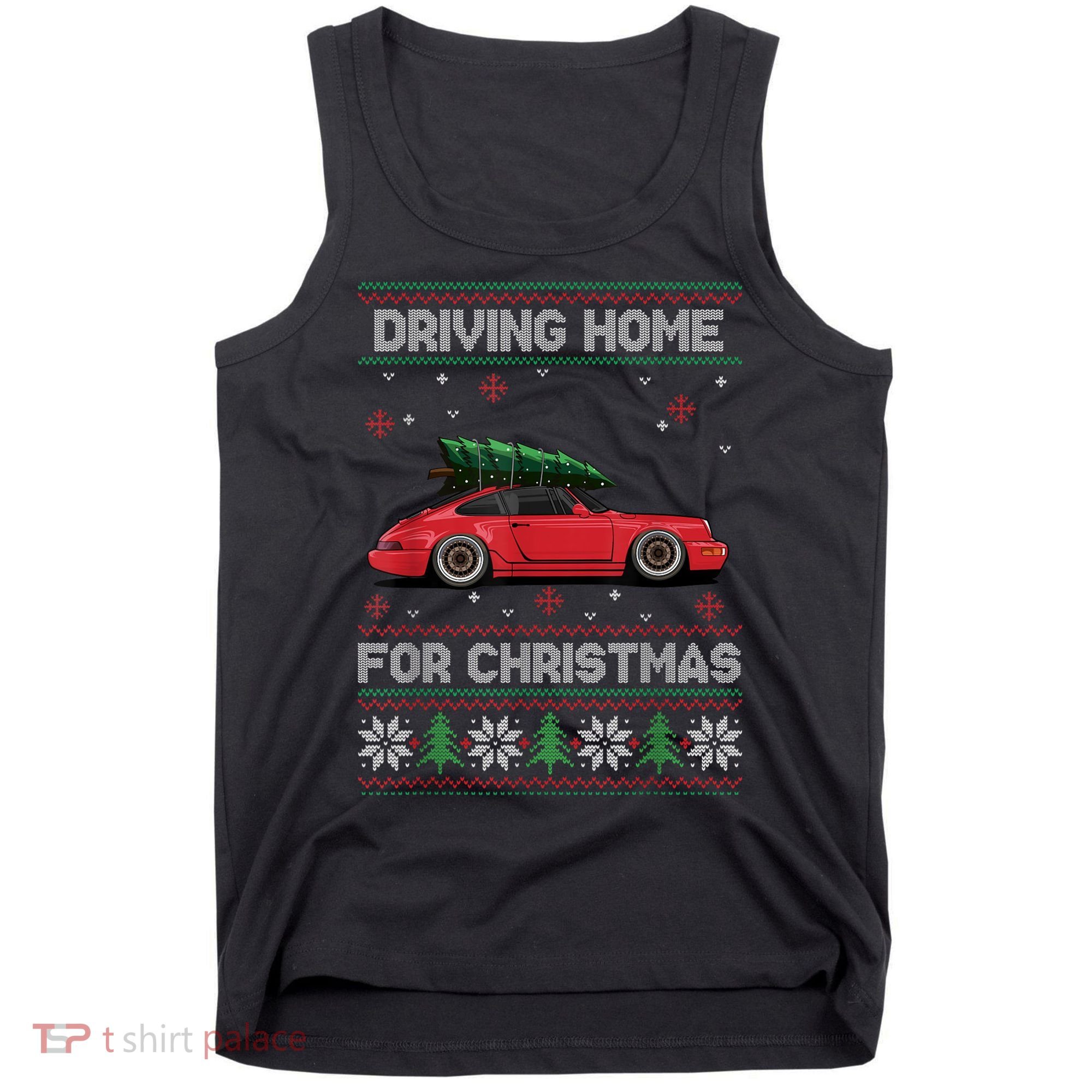 Christmas Tree Oldtimer Car Xmas Ugly Sweater Pullover Look Tank Top