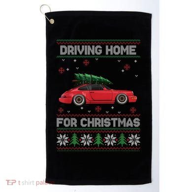 Christmas Tree Oldtimer Car Xmas Ugly Sweater Pullover Look Golf Towel
