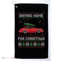 Christmas Tree Oldtimer Car Xmas Ugly Sweater Pullover Look Golf Towel thumb 0