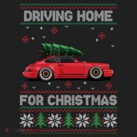 Christmas Tree Oldtimer Car Xmas Ugly Sweater Pullover Look Golf Towel thumb 3