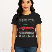 Christmas Tree Oldtimer Car Xmas Ugly Sweater Pullover Look Women's T-Shirt thumb 4