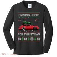 Christmas Tree Oldtimer Car Xmas Ugly Sweater Pullover Look Kids Long Sleeve Shirt thumb 0