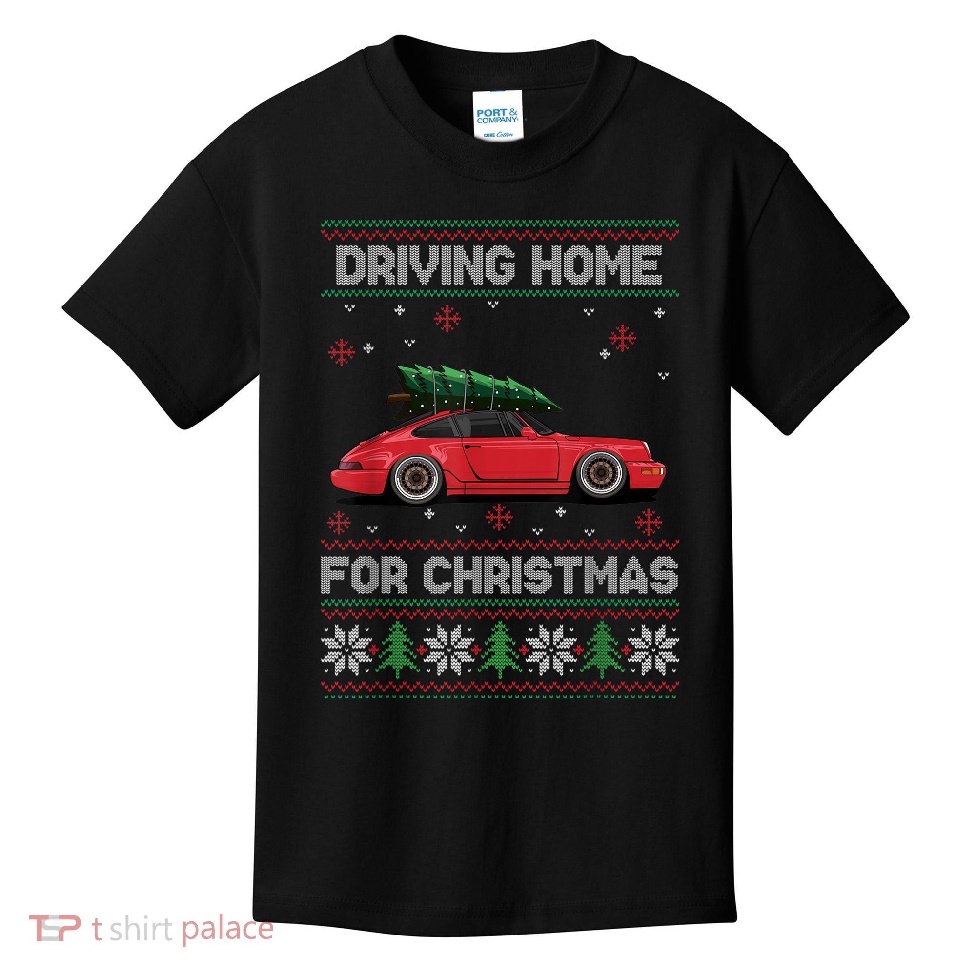 Christmas Tree Oldtimer Car Xmas Ugly Sweater Pullover Look Kids T-Shirt