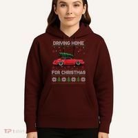 Christmas Tree Oldtimer Car Xmas Ugly Sweater Pullover Look Hoodie thumb 5