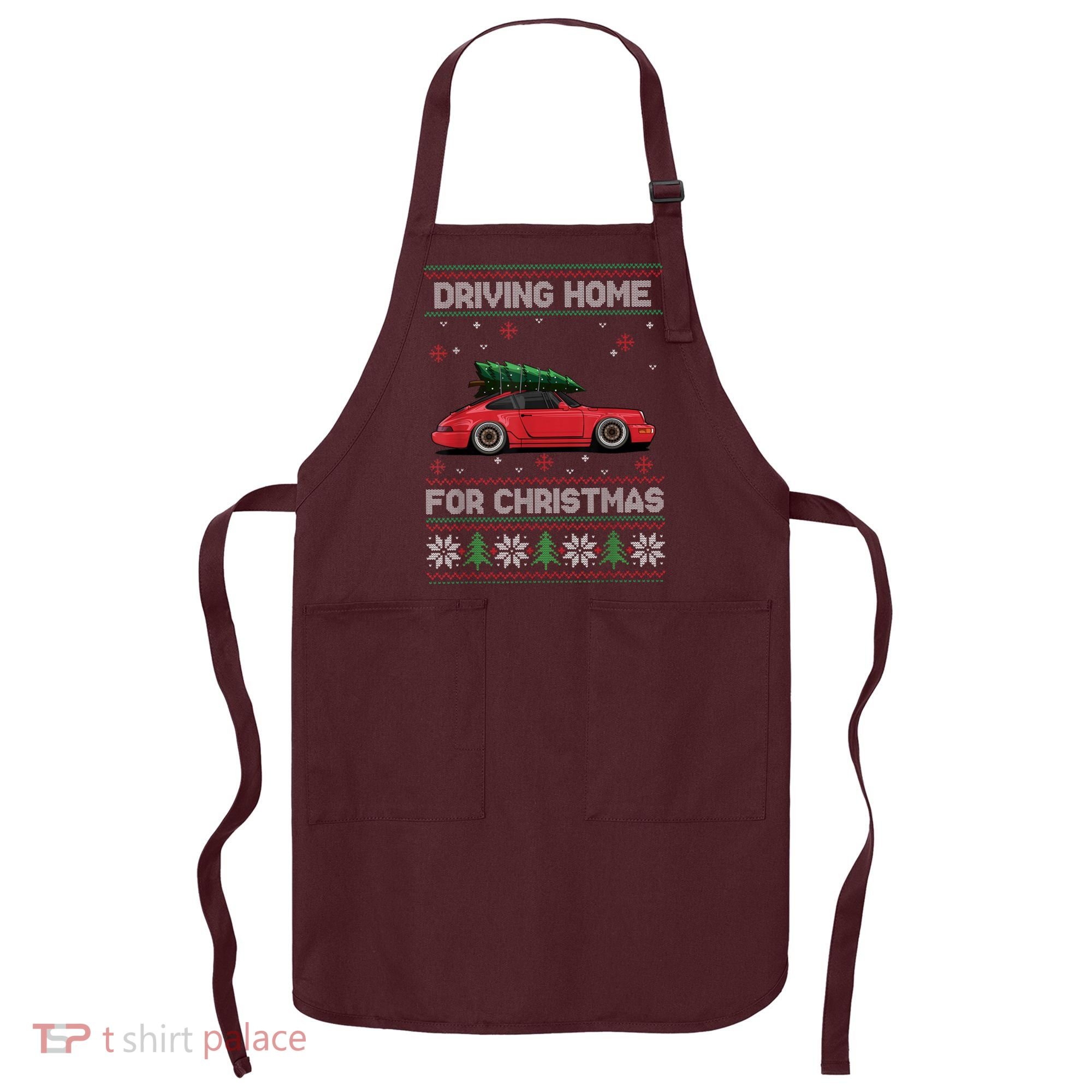 Christmas Tree Oldtimer Car Xmas Ugly Sweater Pullover Look Apron