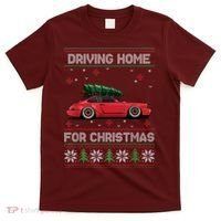 Christmas Tree Oldtimer Car Xmas Ugly Sweater Pullover Look T-Shirt thumb 0
