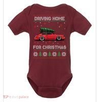 Christmas Tree Oldtimer Car Xmas Ugly Sweater Pullover Look Baby Bodysuit thumb 0