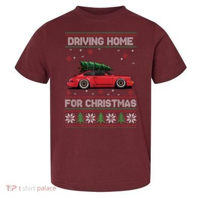 Christmas Tree Oldtimer Car Xmas Ugly Sweater Pullover Look Toddler T-Shirt