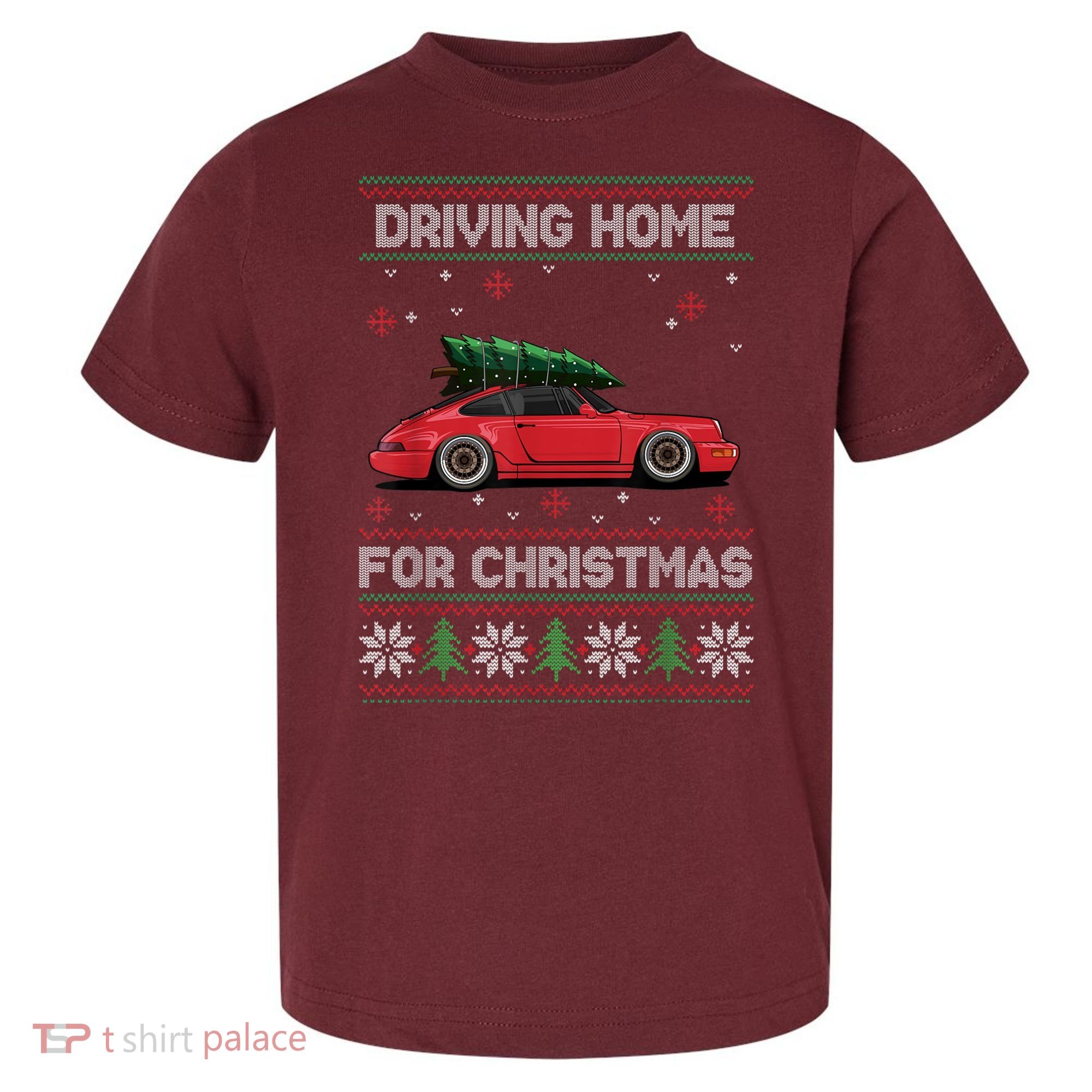 Christmas Tree Oldtimer Car Xmas Ugly Sweater Pullover Look Toddler T-Shirt