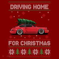 Christmas Tree Oldtimer Car Xmas Ugly Sweater Pullover Look Toddler T-Shirt thumb 2