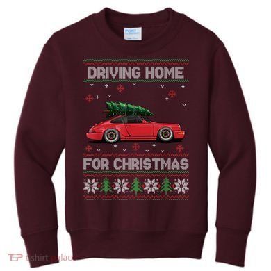 Christmas Tree Oldtimer Car Xmas Ugly Sweater Pullover Look Kids Sweatshirt
