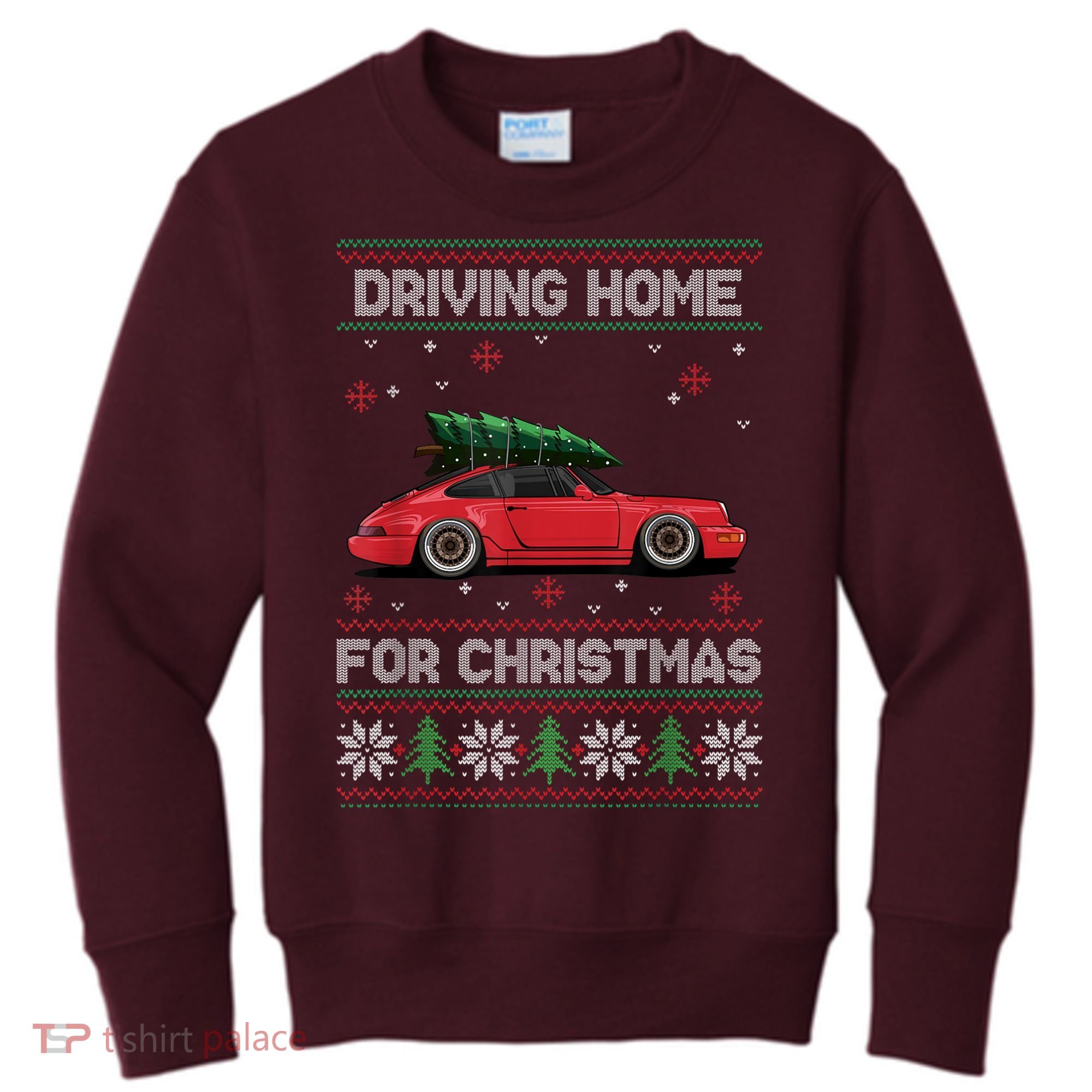 Christmas Tree Oldtimer Car Xmas Ugly Sweater Pullover Look Kids Sweatshirt