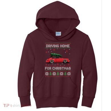 Christmas Tree Oldtimer Car Xmas Ugly Sweater Pullover Look Kids Hoodie
